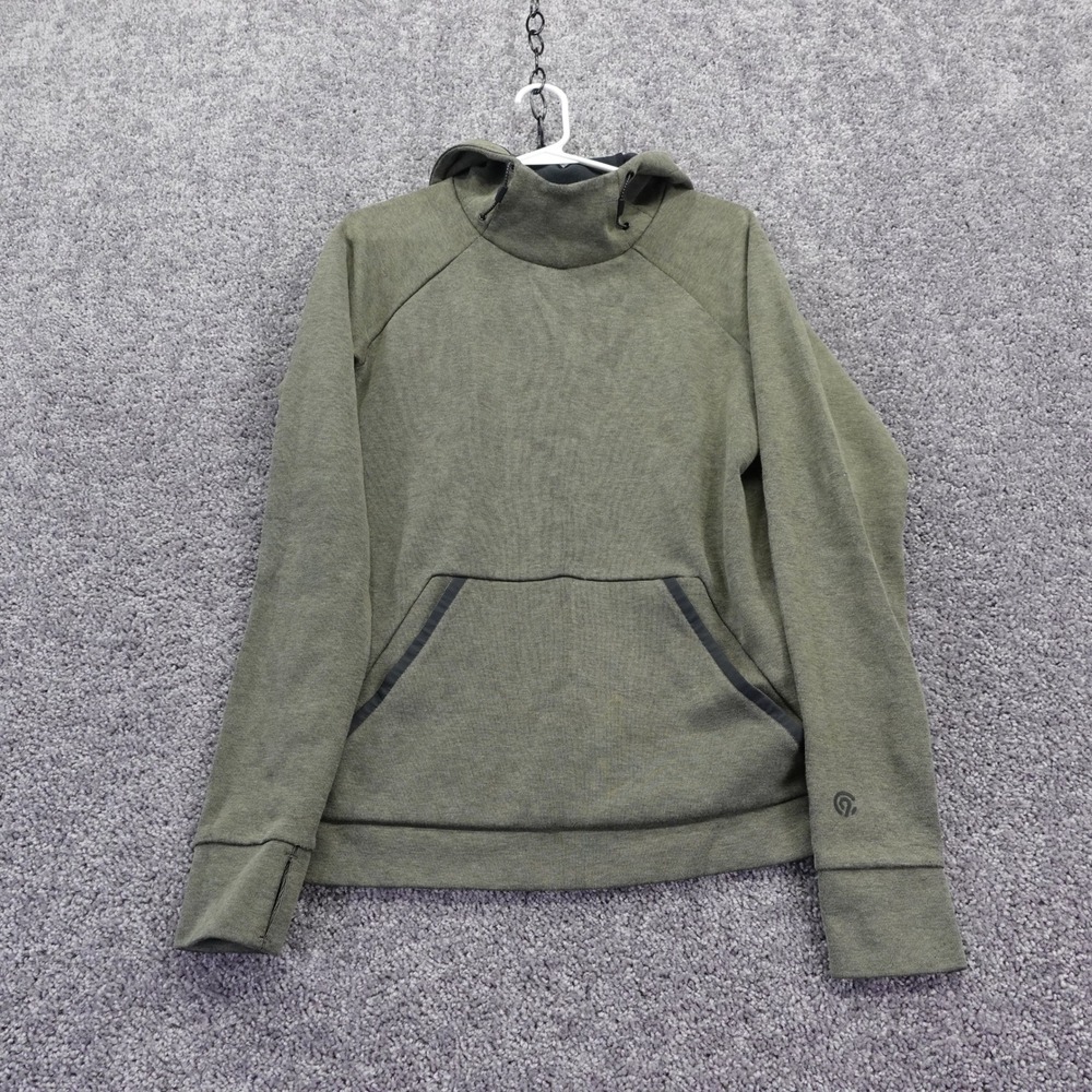 Champion Hoodie Womens Small Green Pullover Scuba Neck Thumbhole Athletic